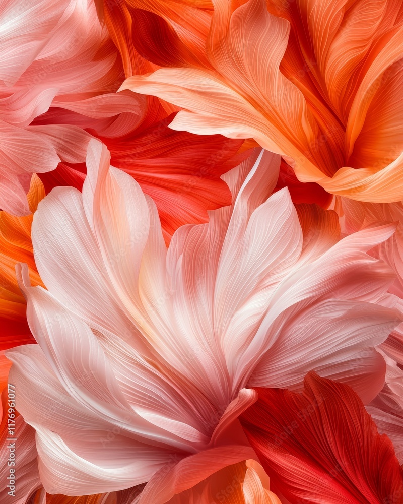 Abstract Floral Design Peach and Coral Flower Petals Swirl Background Abstract Floral Design Peach and Coral Flower Petals Swirl Background