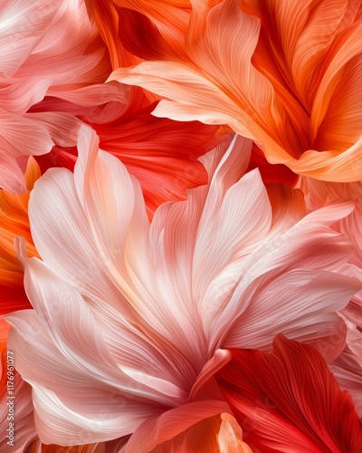 Abstract Floral Design Peach and Coral Flower Petals Swirl Background