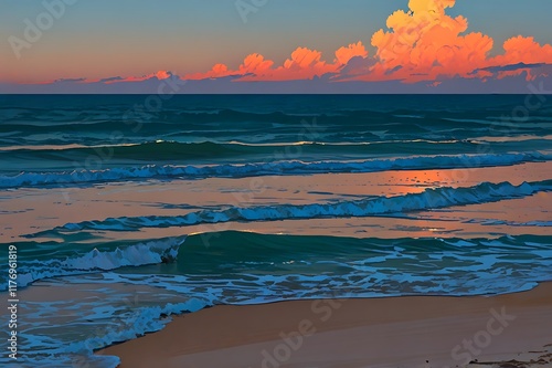 A beautiful tropical beach and sea with nature landscape in daylight or sunset time