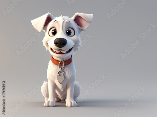 3D Animation Style dog cartoon  Animals illustration isolated on white background