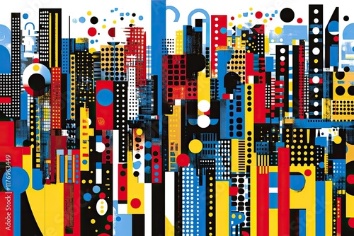 Abstract Geometric Composition with Vibrant Colors