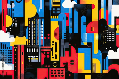 Abstract Geometric Composition with Vibrant Colors