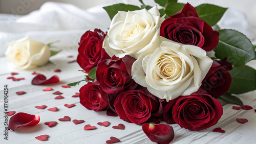 Wallpaper Mural Red and white roses bouquet Torontodigital.ca