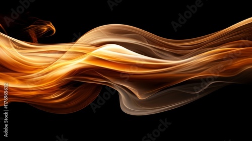 Abstract Golden Brown Smoke Waves Dynamic Flowing Design Elegant Swirls Background Texture