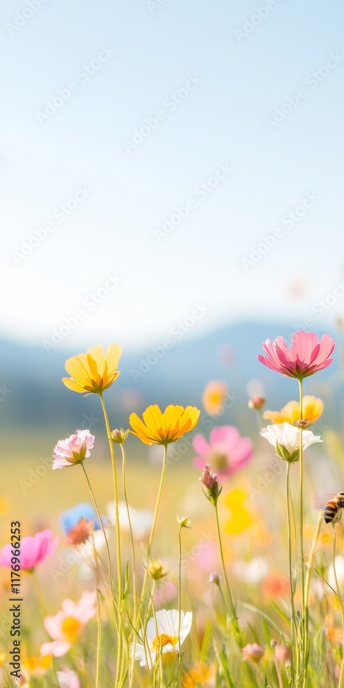 Vibrant Wildflowers and Pollinators Under Sunny Skies - A Celebration of Biodiversity Vibrant Wildflowers and Pollinators Under Sunny Skies - A Celebration of Biodiversity