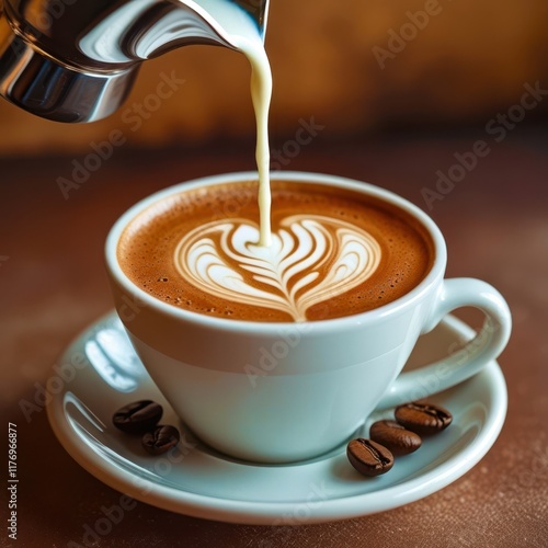 White coffee cup with a heart design on it