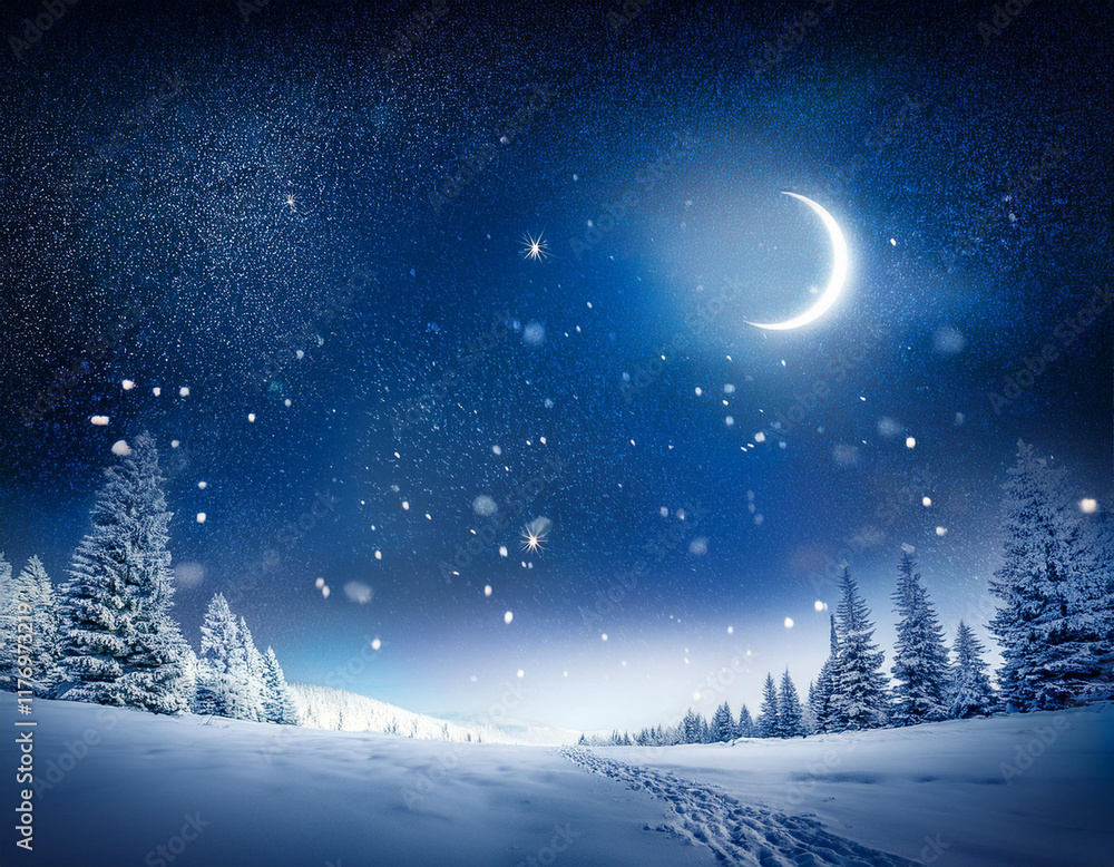 Fototapeta premium winter landscape with trees and snow, Generated image