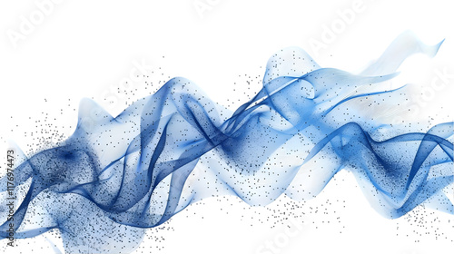 Flowing particles dots, wave pattern curve halftone shape . Vector background concept of modern technology, science. isolated on a transparent background
