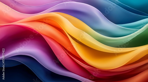 Vibrant Rainbow Fabric Waves Colorful Swirling Textile Texture Background