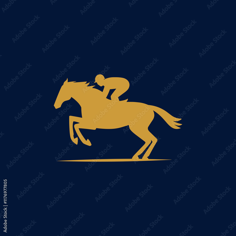 Fototapeta premium Silhouette of Jockey Riding a Galloping Horse