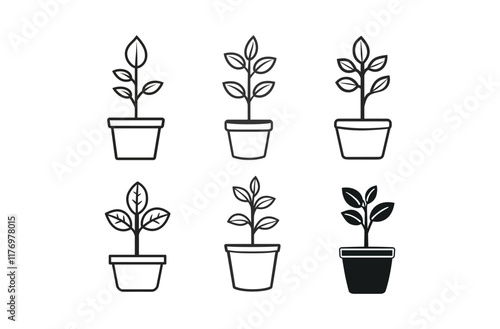 Plant in pots Vector Silhouette design