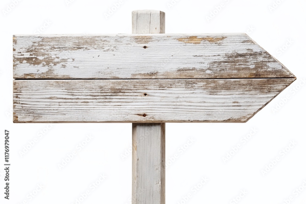 Naklejka premium Rustic White Wooden Signpost Mockup, Isolated on White Background - Perfect for Branding & Design