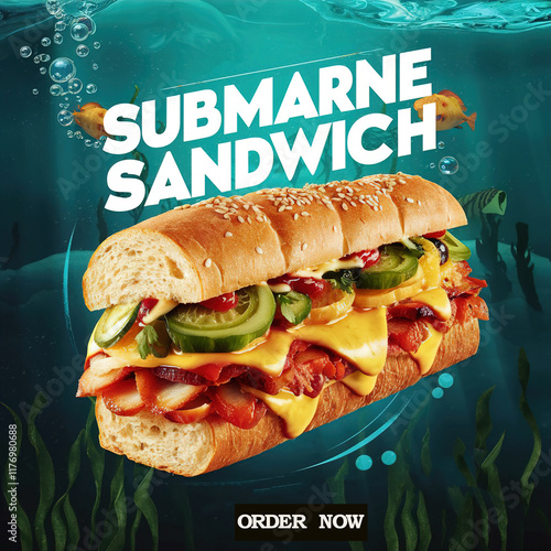 Submarine Sandwich Social Media Poster, Instagram Post photo