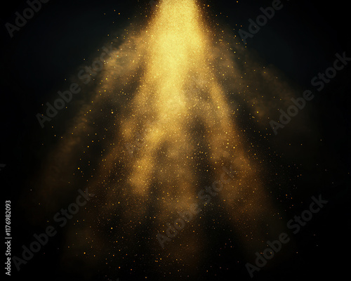 A bright yellow light is shining on a dark background