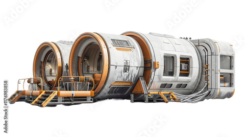 habitat for astronauts on Moon or Mars, research base isolated on a transparent background