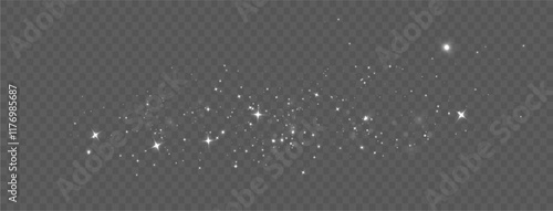 White dust, Christmas dust glowing bokeh confetti light and glitter texture overlay for your design. Festive sparkling white dust.Holiday powder dust for cards, invitations, banners.	
