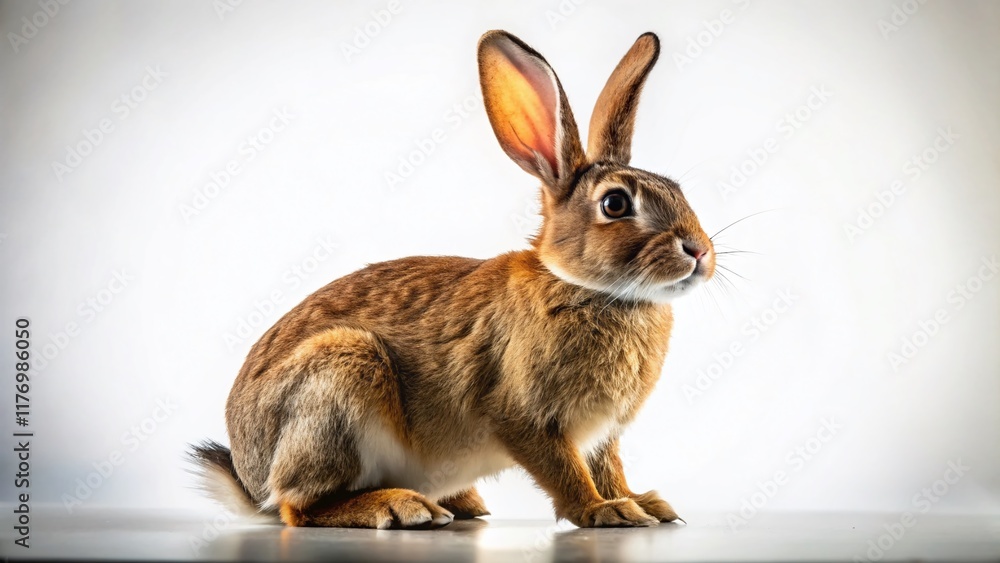 Fototapeta premium Silhouette of a Brown Rabbit Against a White Background - Stock Photo