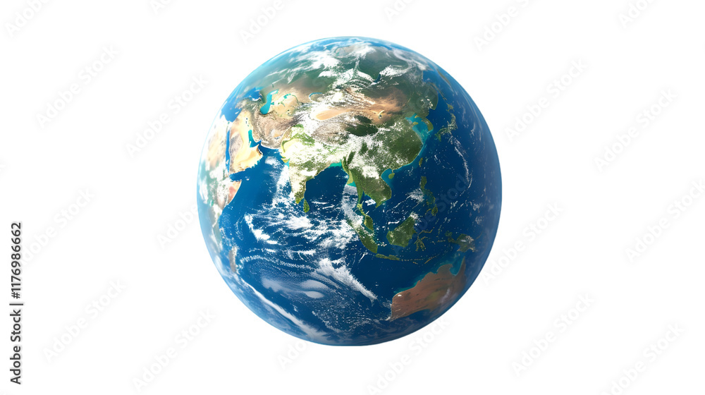 High resolution satellite view of Planet Earth, focused on East Asia - 3D illustration isolated on a transparent background High resolution satellite view of Planet Earth, focused on East Asia - 3D illustration isolated on a transparent background