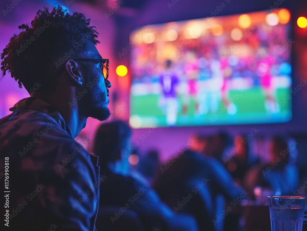 Fototapeta premium Diverse Sports Enthusiasts Analyzing Game in Pastel Ambient Lighting