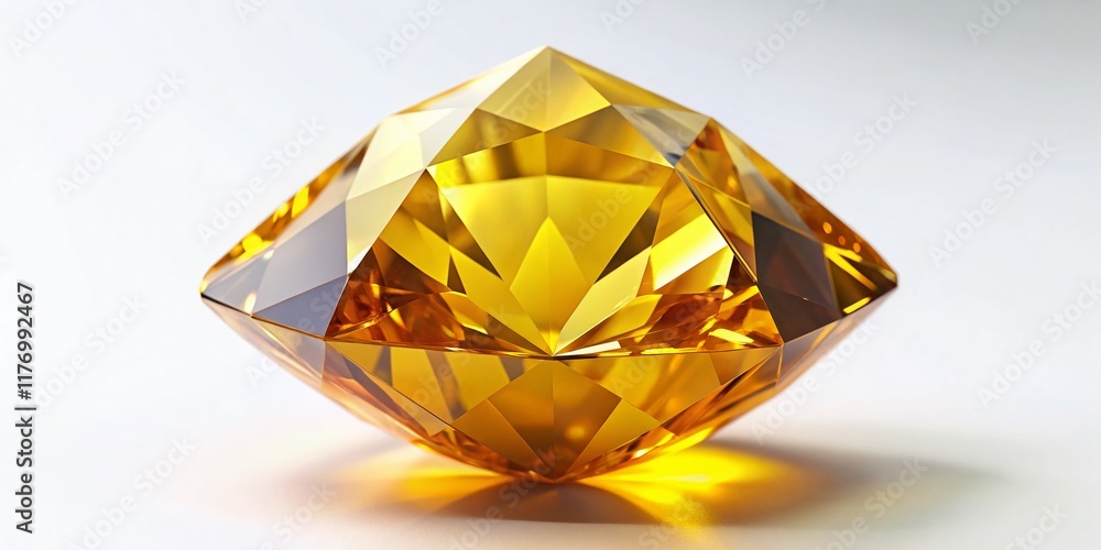 Sparkling Yellow Crystal Gemstone on White Background - High Resolution Stock Photo Sparkling Yellow Crystal Gemstone on White Background - High Resolution Stock Photo