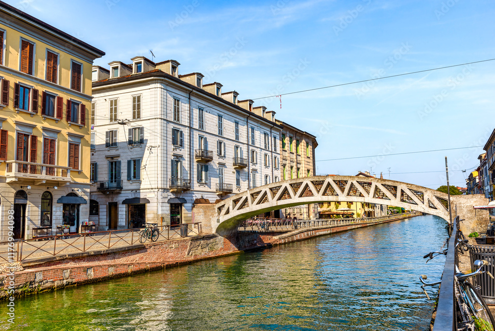 Naklejka premium District Navigli in Milan