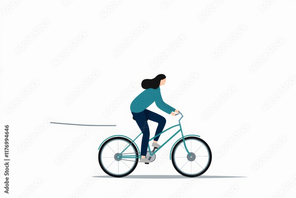 Fototapeta premium Riding a Bicycle in Minimalist Style Against a Simple Background