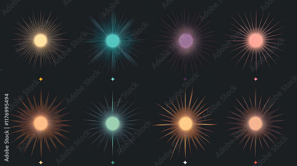 Naklejka premium Minimalist starburst effects with subtle gradients