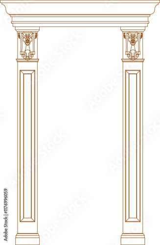 vector sketch illustration silhouette design image pillar column European vintage classic sacred temple building.eps