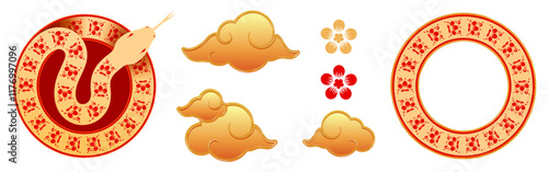 Chinese or lunar new year decoration vector set