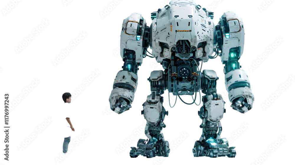 mech robot with operator isolated on a transparent background mech robot with operator isolated on a transparent background