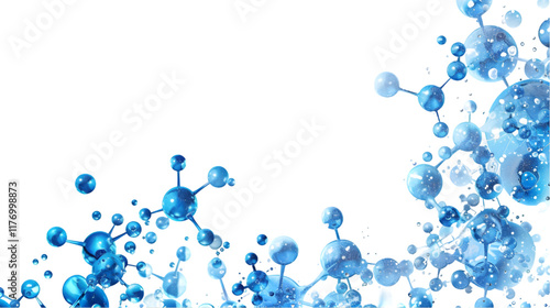 Molecular background nanotechnology png border in blue with blank space isolated on a transparent background