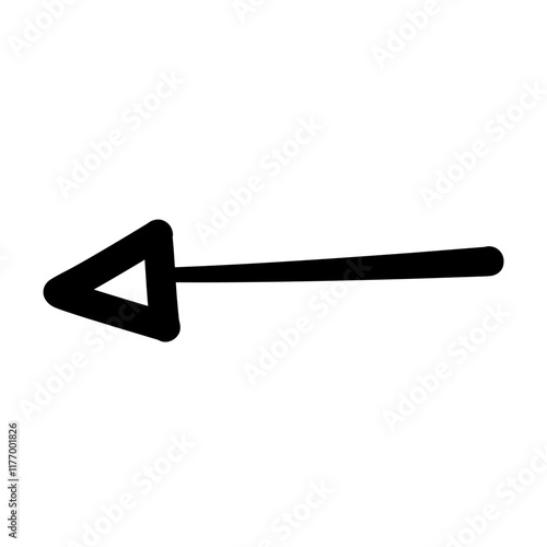 Arrow sign hand drawn doodle black outline, Left