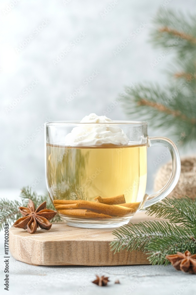 Rustic Winter Tea Brew with Whipped Cream and Warm Spices Rustic Winter Tea Brew with Whipped Cream and Warm Spices
