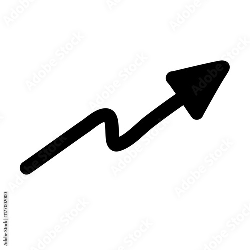 Arrow sign hand drawn doodle black outline, Up right