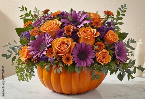 Wallpaper Mural A fall floral arrangement in a pumpkin-shaped vase Torontodigital.ca