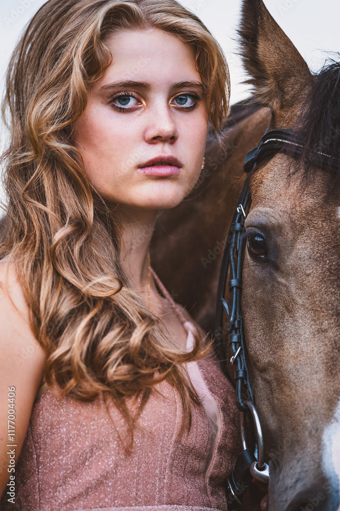 Fototapeta premium Frau mit Pferd