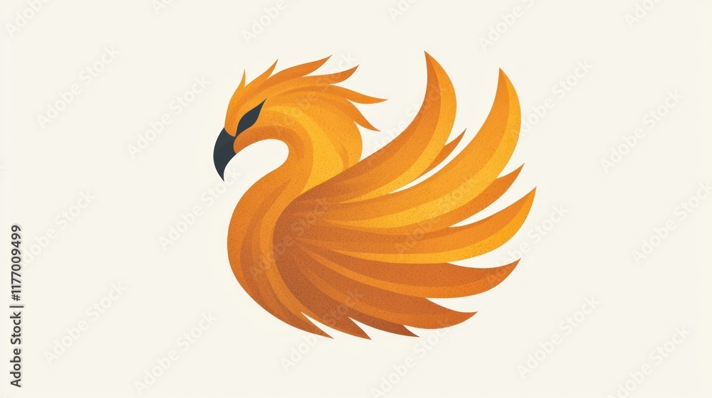 Obraz premium Fiery Phoenix Bird Logo Design: A Symbol of Rebirth and Power