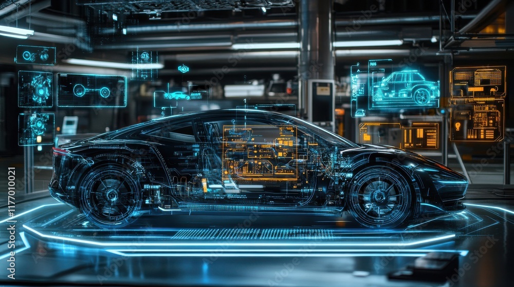 Fototapeta premium Connected cars revolutionizing transportation with smart technology a better driving experience