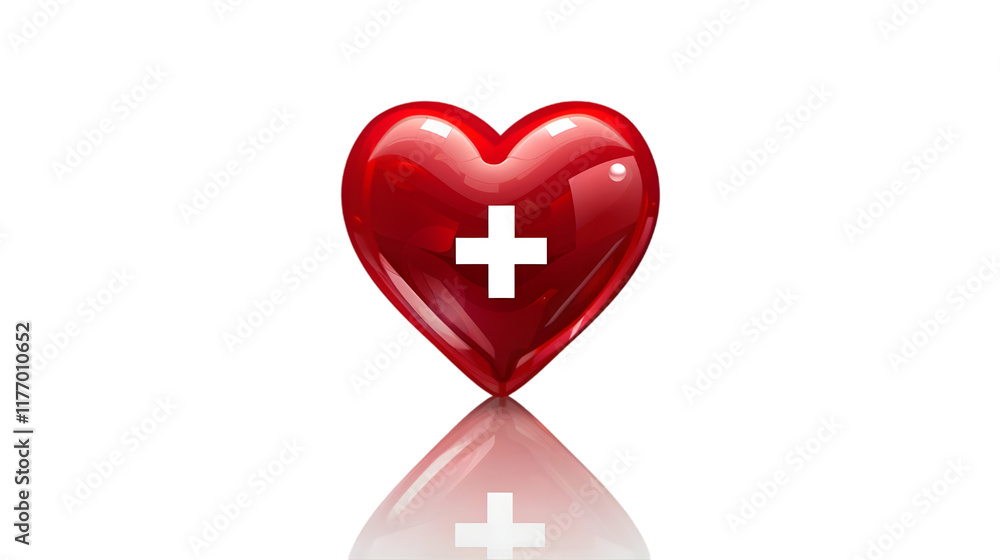 Red heart vector medical science logo isolated on a transparent background Red heart vector medical science logo isolated on a transparent background