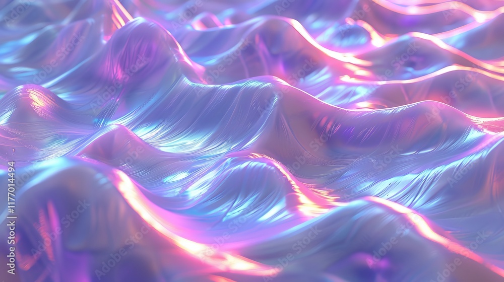 Fototapeta premium Vivid abstract waves in bright pastel hues enhanced by gradient lighting effects