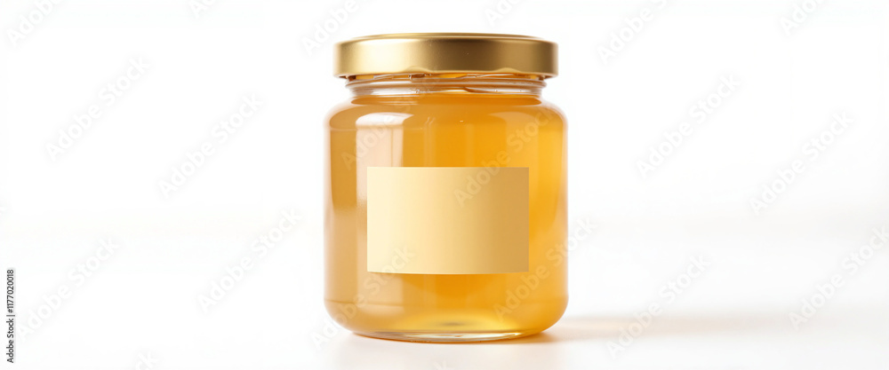 Jar Label Mockup, Honey jar with blank label on white background Jar Label Mockup, Honey jar with blank label on white background