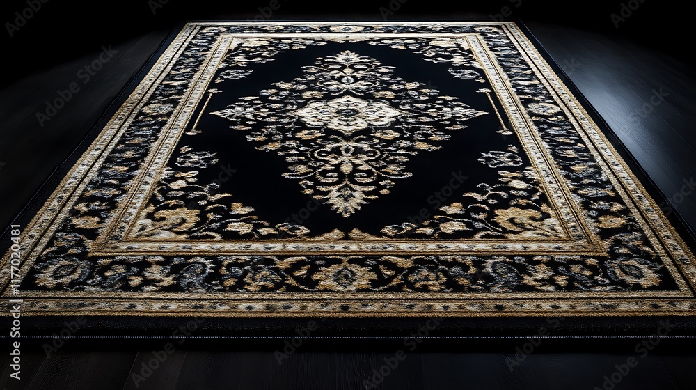 Elegant Black and Gold Ornate Area Rug Design Elegant Black and Gold Ornate Area Rug Design