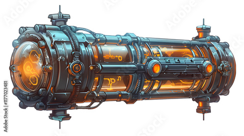 SciFi Tube Pipe Illustration with isolated on a transparent background