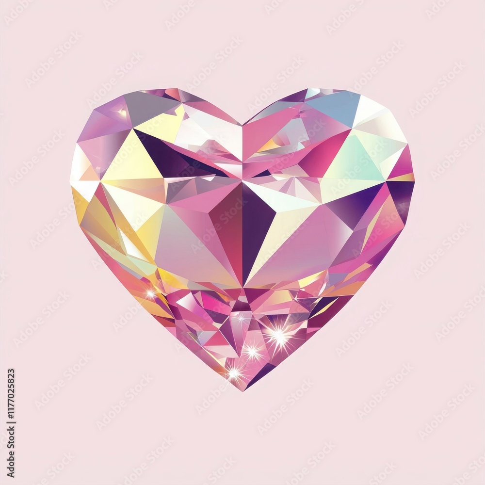 Stunning Heart-Shaped Multi-Colored Crystal Icon with Sparkling Reflections Stunning Heart-Shaped Multi-Colored Crystal Icon with Sparkling Reflections