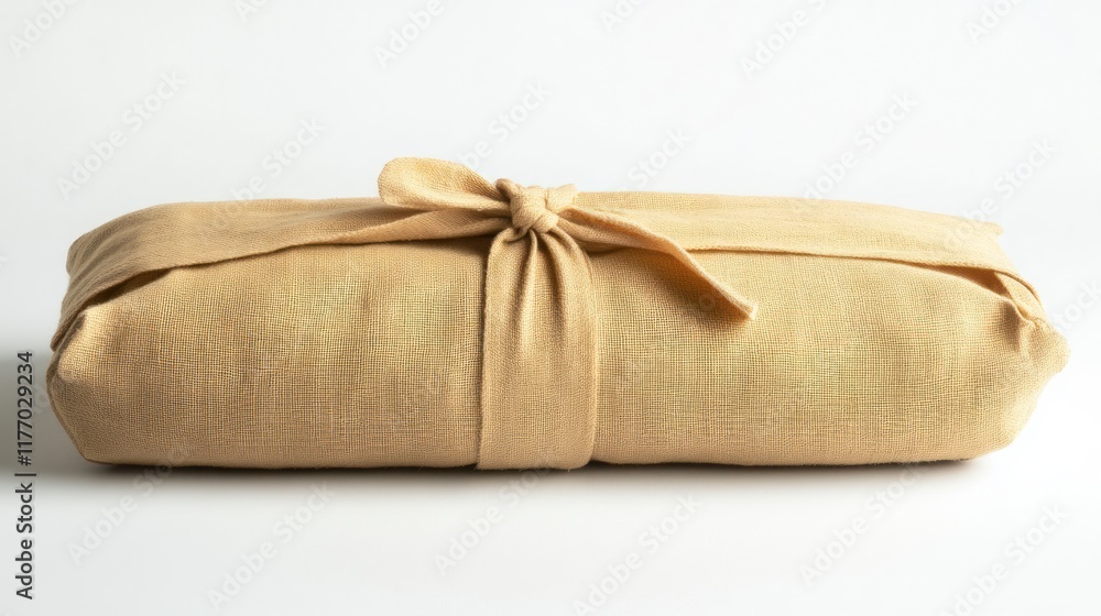 Elegant Mustard Yellow Linen Fabric Wrapped Gift Elegant Mustard Yellow Linen Fabric Wrapped Gift
