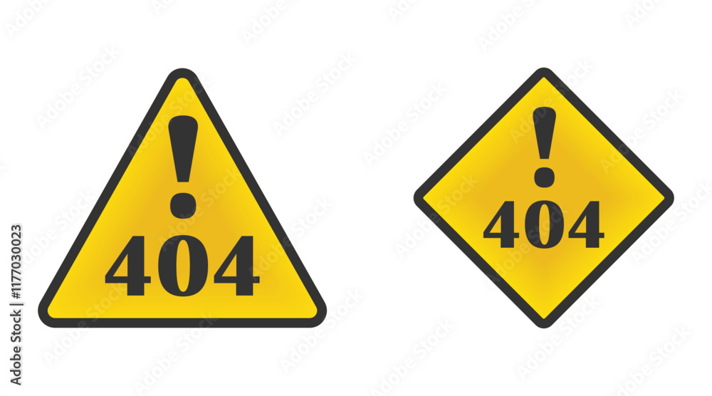 404 error warning sign icons in modern gradient style. 404 error warning sign icons in modern gradient style.