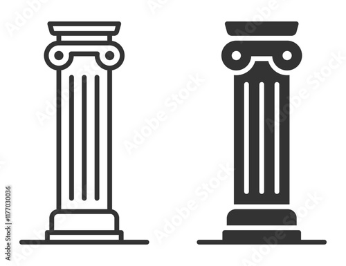 Classical column icons representing history or architecture.