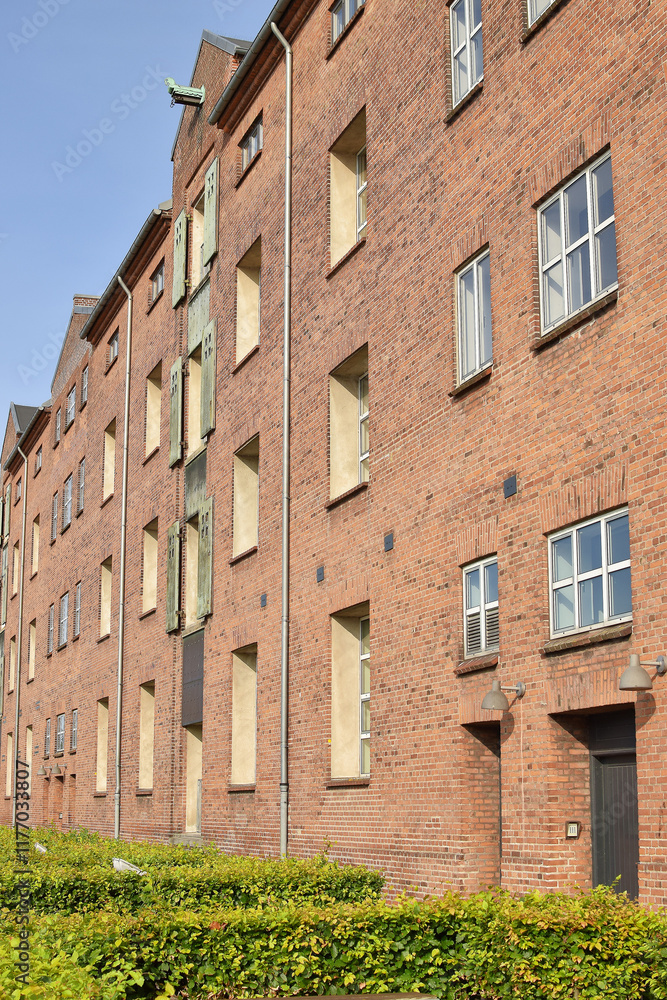 custom made wallpaper toronto digitalRed brick building in Copenhagen. Danish architectural design.