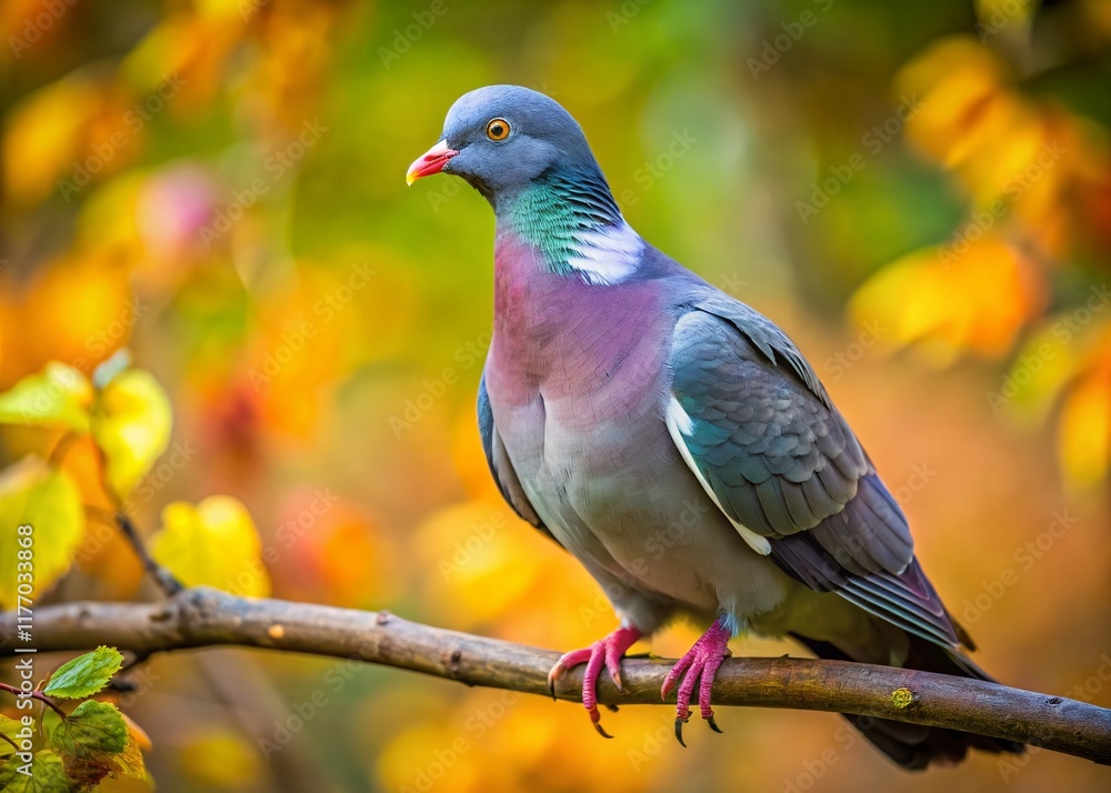 Wood Pigeon Perched on Branch - Wild Bird Photography Wood Pigeon Perched on Branch - Wild Bird Photography