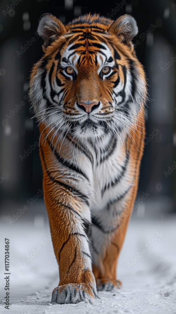 Siberian Tiger Walking in Winter Snow Siberian Tiger Walking in Winter Snow
